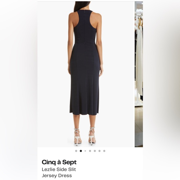 Cinq a Sept Lezlie Side Slit Dress - 6 - Navy - Picture 2 of 5